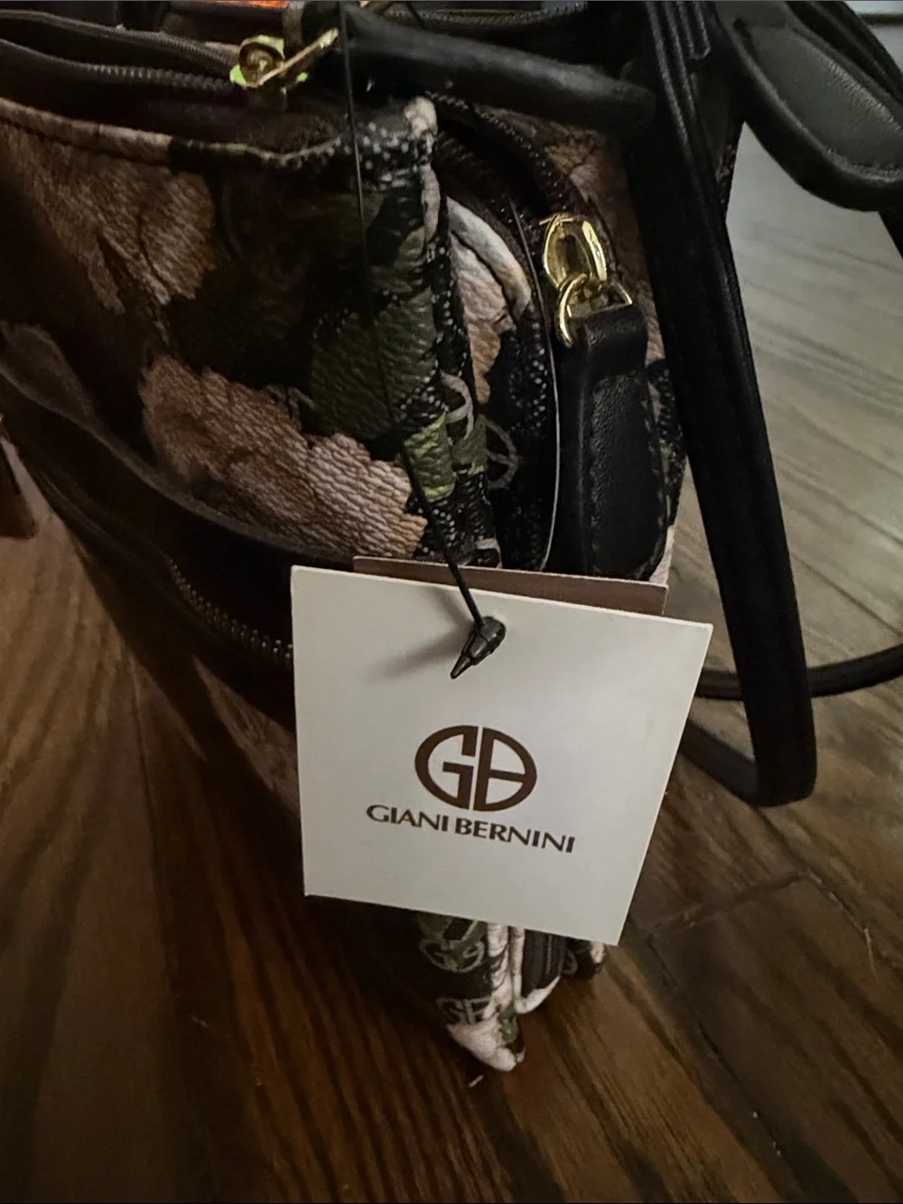 Giani Bernini Black Crossbody with Pink Floral Print
